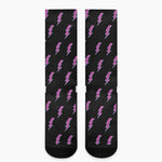 Purple And Teal Lightning Pattern Print Crew Socks