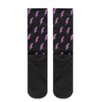 Purple And Teal Lightning Pattern Print Crew Socks