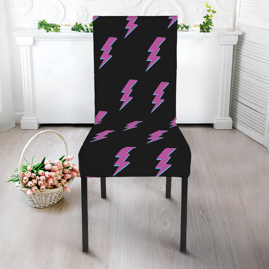 Purple And Teal Lightning Pattern Print Dining Chair Slipcover