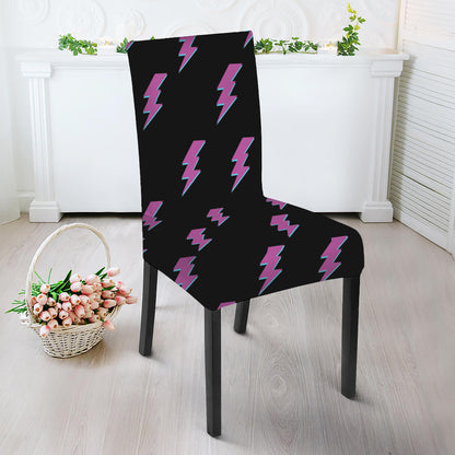 Purple And Teal Lightning Pattern Print Dining Chair Slipcover