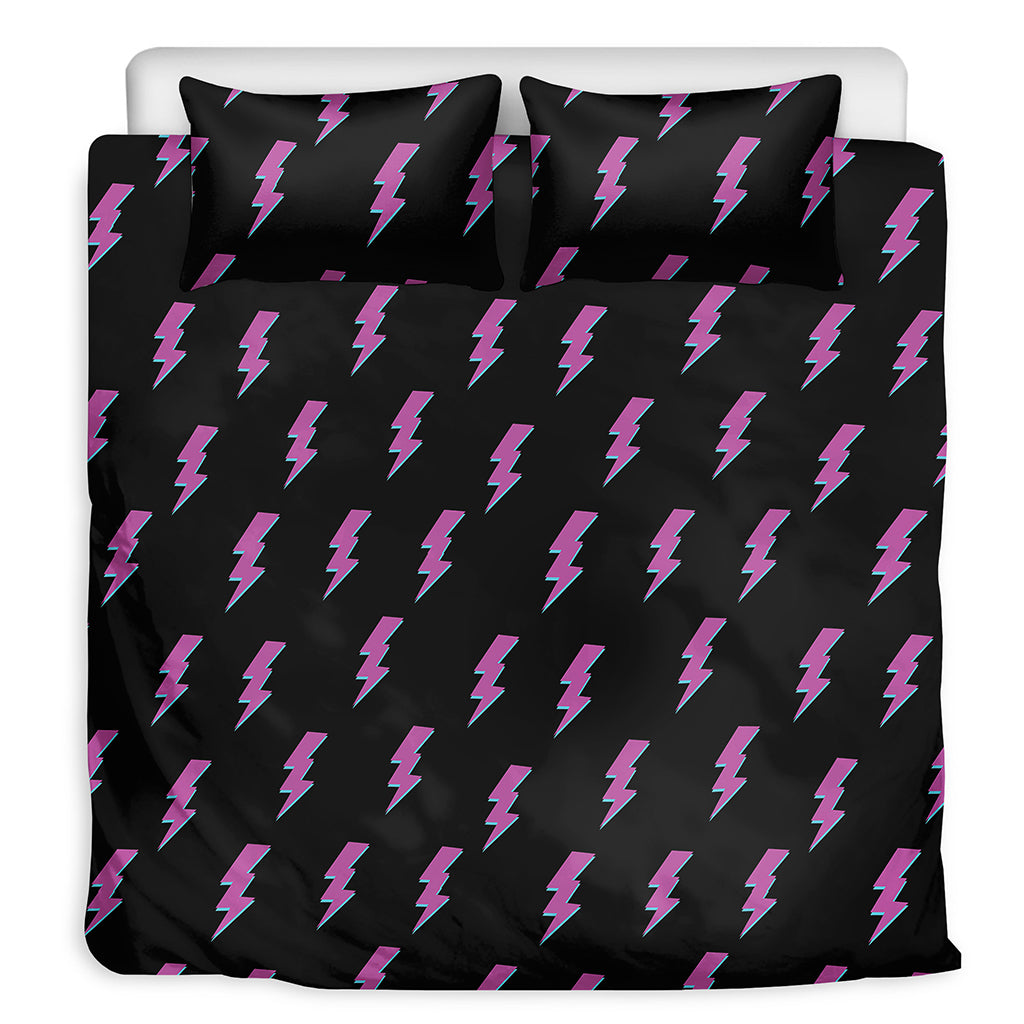 Purple And Teal Lightning Pattern Print Duvet Cover Bedding Set