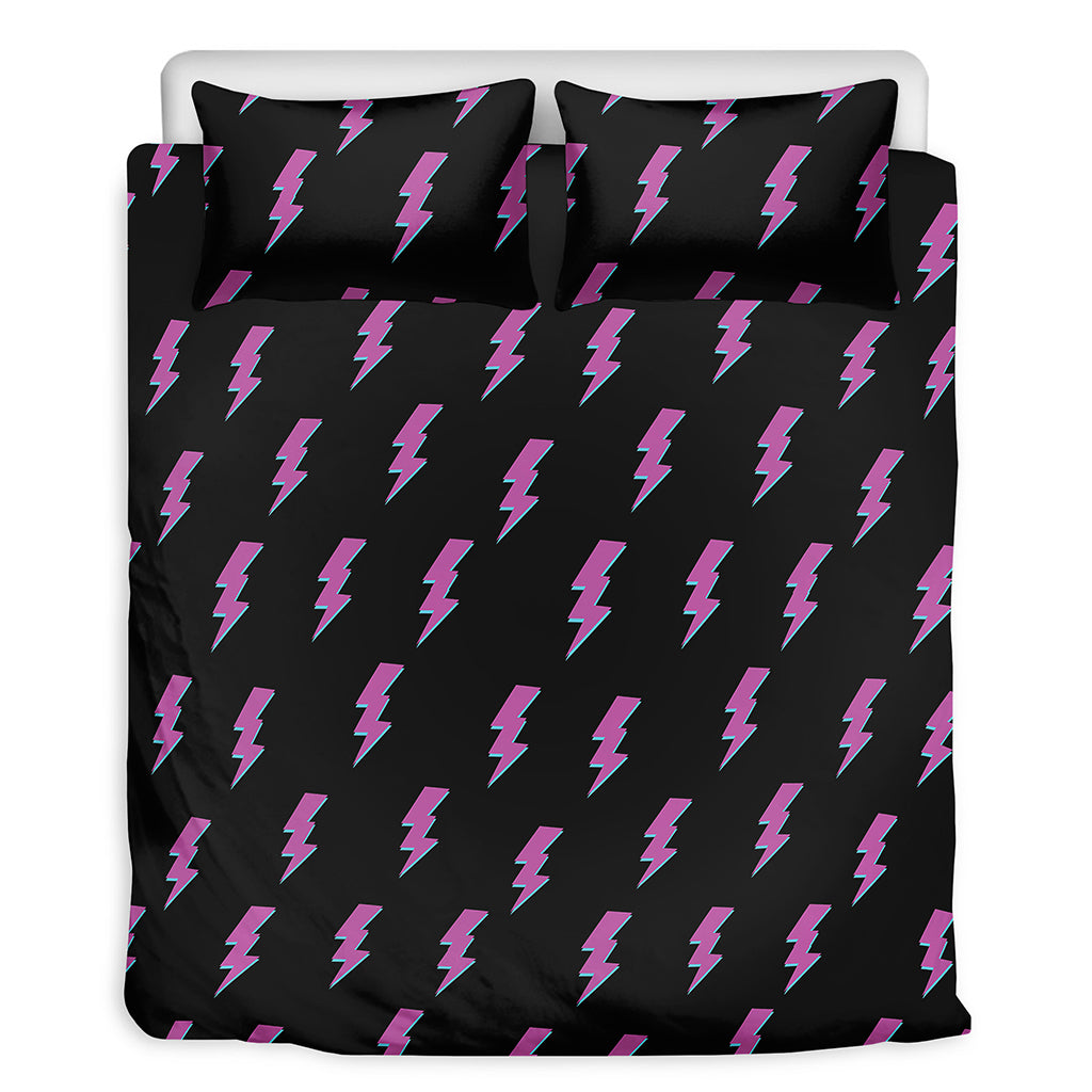 Purple And Teal Lightning Pattern Print Duvet Cover Bedding Set