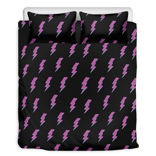 Purple And Teal Lightning Pattern Print Duvet Cover Bedding Set