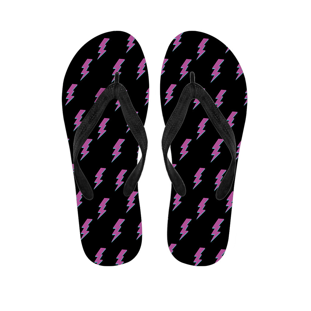 Purple And Teal Lightning Pattern Print Flip Flops