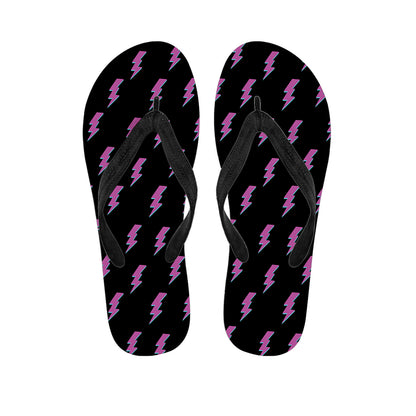 Purple And Teal Lightning Pattern Print Flip Flops