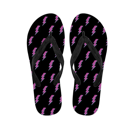 Purple And Teal Lightning Pattern Print Flip Flops