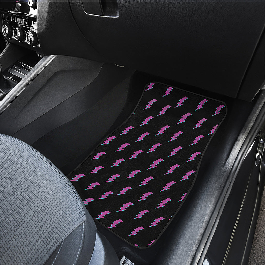 Purple And Teal Lightning Pattern Print Front and Back Car Floor Mats