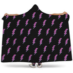 Purple And Teal Lightning Pattern Print Hooded Blanket