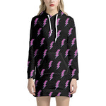 Purple And Teal Lightning Pattern Print Hoodie Dress