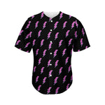 Purple And Teal Lightning Pattern Print Men's Baseball Jersey
