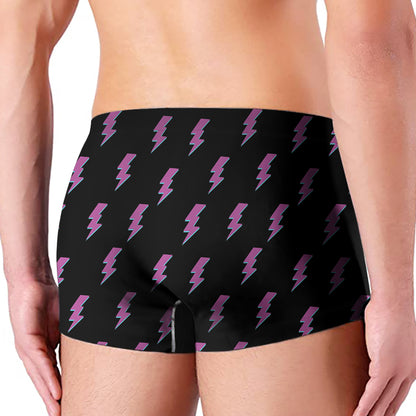 Purple And Teal Lightning Pattern Print Men's Boxer Briefs