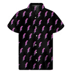 Purple And Teal Lightning Pattern Print Men's Short Sleeve Shirt