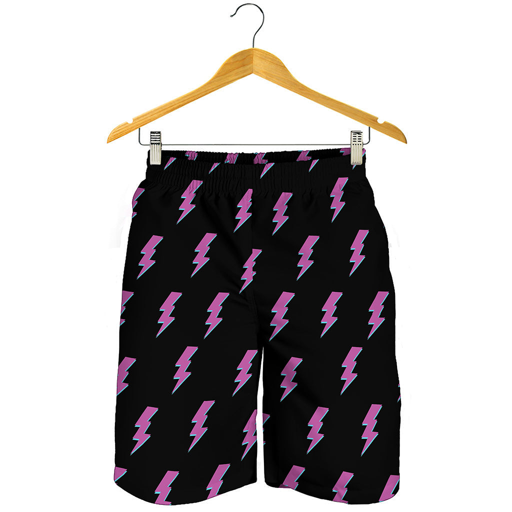 Purple And Teal Lightning Pattern Print Men's Shorts