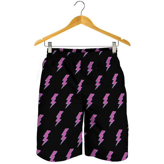 Purple And Teal Lightning Pattern Print Men's Shorts
