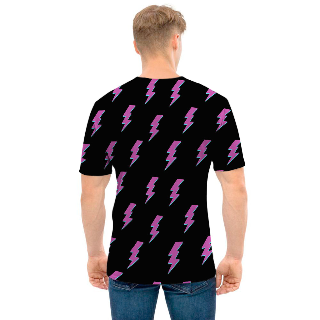 Purple And Teal Lightning Pattern Print Men's T-Shirt