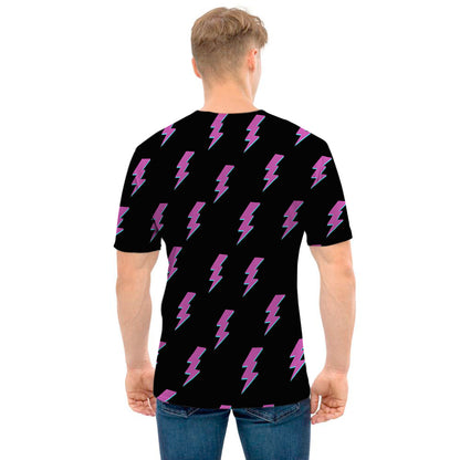 Purple And Teal Lightning Pattern Print Men's T-Shirt
