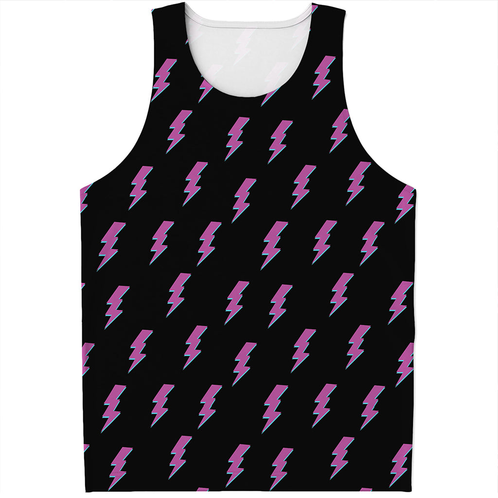 Purple And Teal Lightning Pattern Print Men's Tank Top