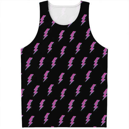Purple And Teal Lightning Pattern Print Men's Tank Top