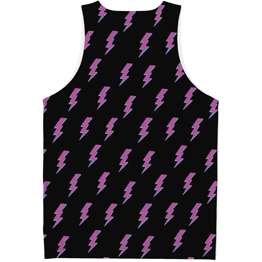 Purple And Teal Lightning Pattern Print Men's Tank Top