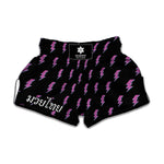 Purple And Teal Lightning Pattern Print Muay Thai Boxing Shorts