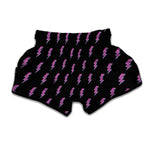 Purple And Teal Lightning Pattern Print Muay Thai Boxing Shorts