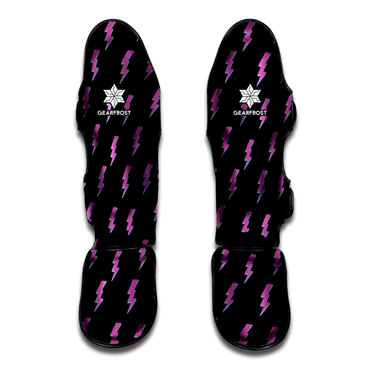 Purple And Teal Lightning Pattern Print Muay Thai Shin Guard