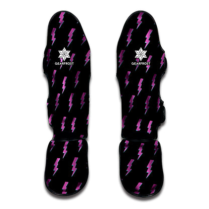 Purple And Teal Lightning Pattern Print Muay Thai Shin Guard