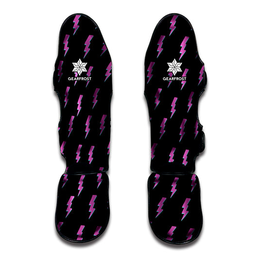 Purple And Teal Lightning Pattern Print Muay Thai Shin Guard