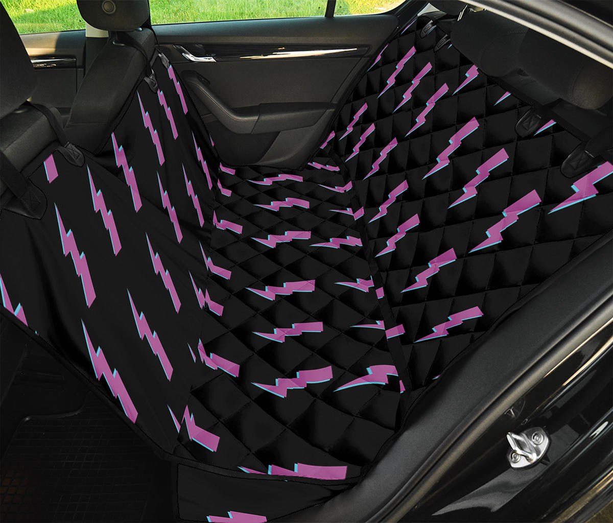 Purple And Teal Lightning Pattern Print Pet Car Back Seat Cover