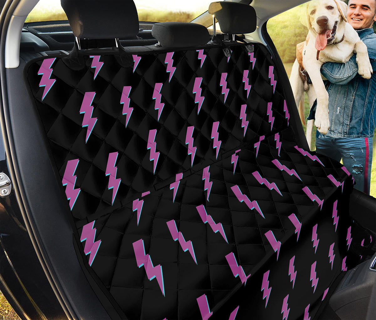 Purple And Teal Lightning Pattern Print Pet Car Back Seat Cover