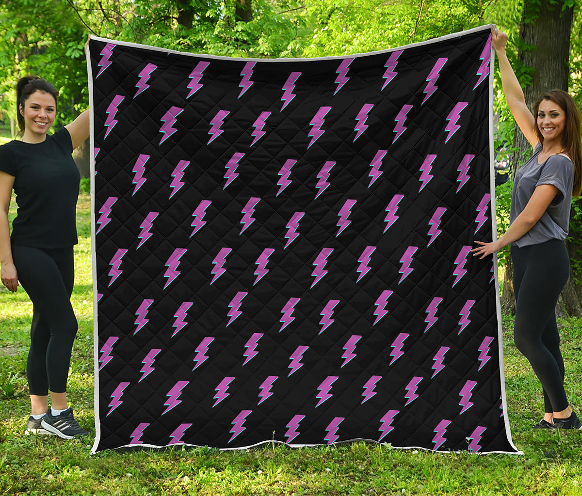 Purple And Teal Lightning Pattern Print Quilt