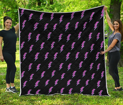 Purple And Teal Lightning Pattern Print Quilt