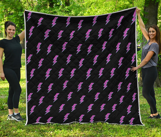 Purple And Teal Lightning Pattern Print Quilt