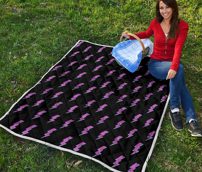 Purple And Teal Lightning Pattern Print Quilt