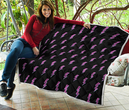 Purple And Teal Lightning Pattern Print Quilt