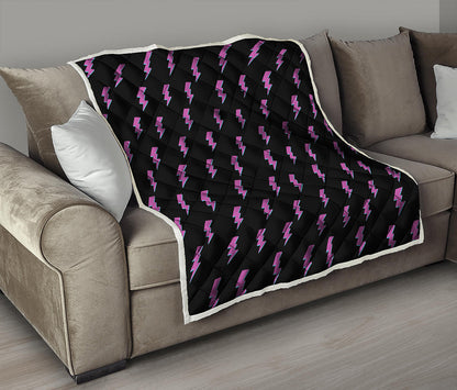 Purple And Teal Lightning Pattern Print Quilt