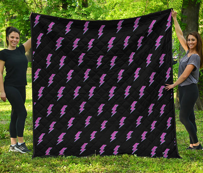 Purple And Teal Lightning Pattern Print Quilt