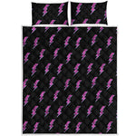 Purple And Teal Lightning Pattern Print Quilt Bed Set