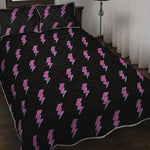 Purple And Teal Lightning Pattern Print Quilt Bed Set