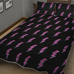 Purple And Teal Lightning Pattern Print Quilt Bed Set