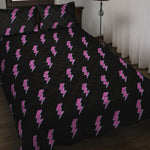 Purple And Teal Lightning Pattern Print Quilt Bed Set