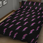 Purple And Teal Lightning Pattern Print Quilt Bed Set