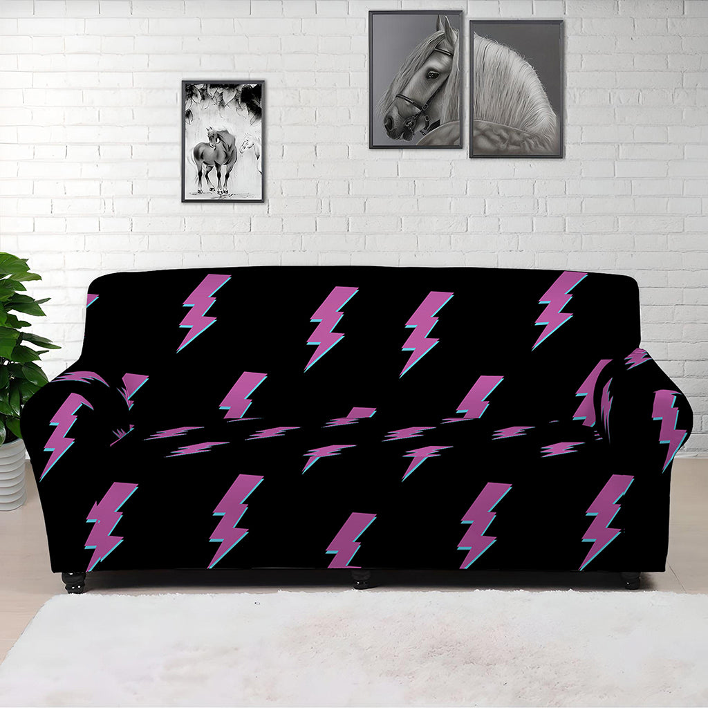 Purple And Teal Lightning Pattern Print Sofa Cover