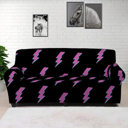 Purple And Teal Lightning Pattern Print Sofa Cover