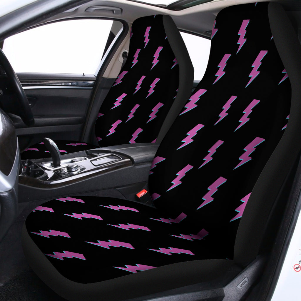 Purple And Teal Lightning Pattern Print Universal Fit Car Seat Covers