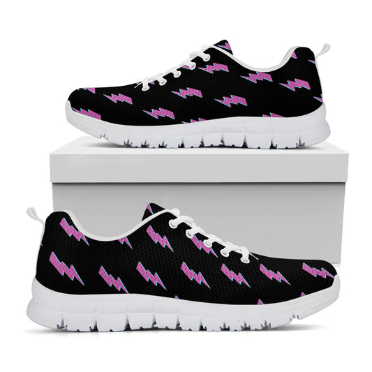 Purple And Teal Lightning Pattern Print White Sneakers