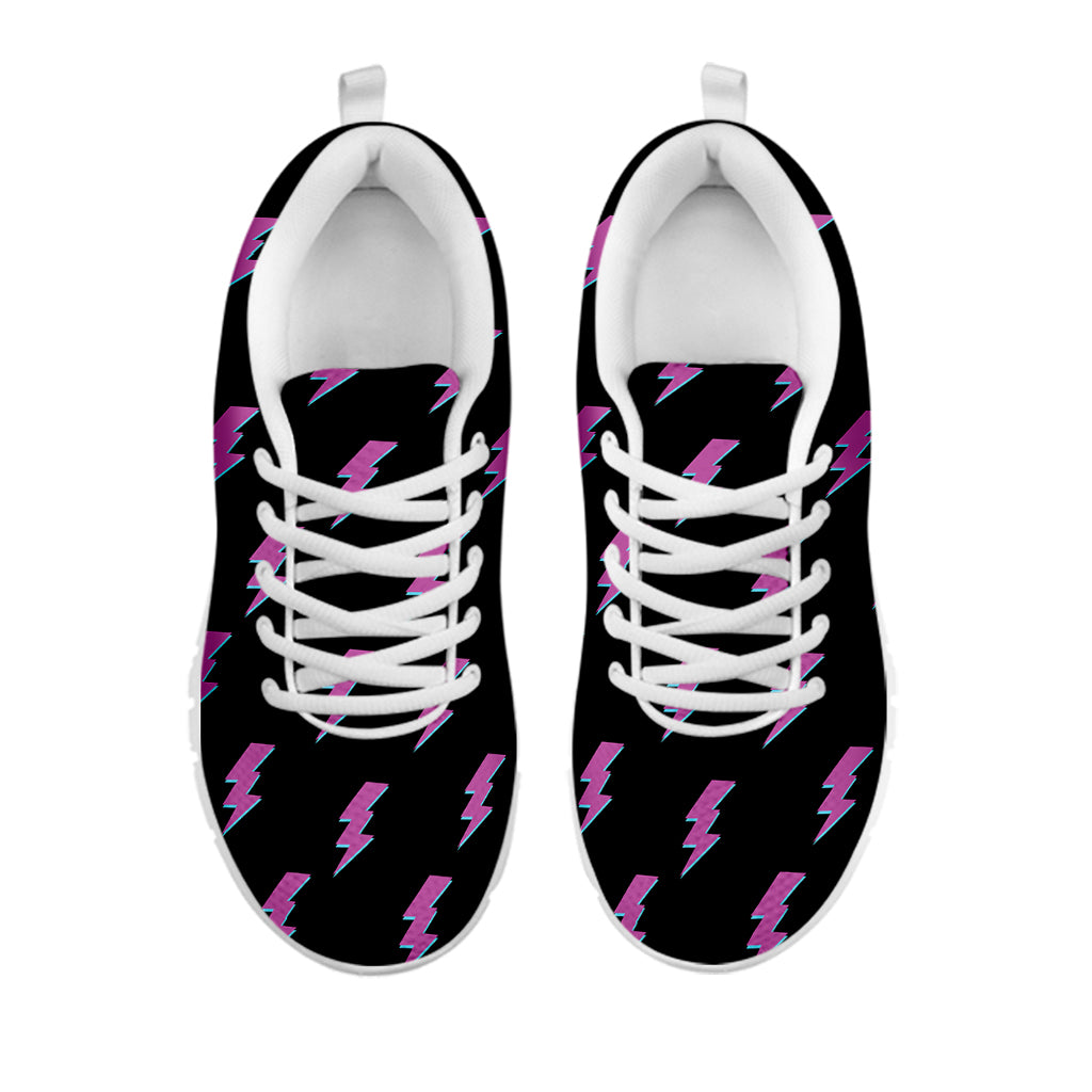 Purple And Teal Lightning Pattern Print White Sneakers