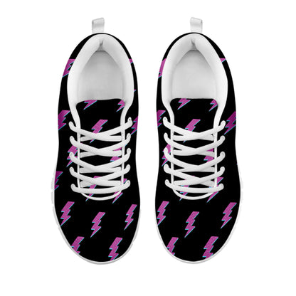 Purple And Teal Lightning Pattern Print White Sneakers