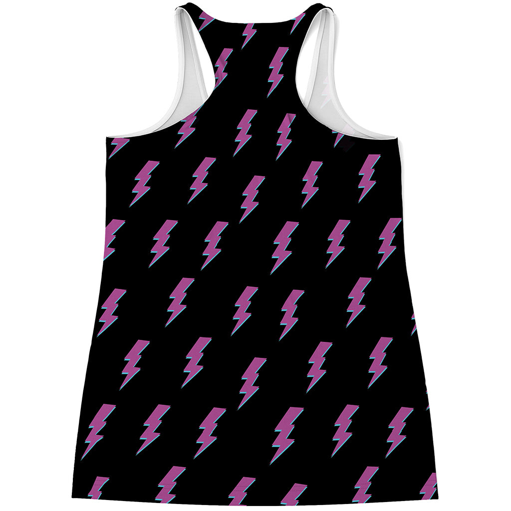Purple And Teal Lightning Pattern Print Women's Racerback Tank Top