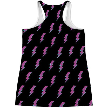 Purple And Teal Lightning Pattern Print Women's Racerback Tank Top